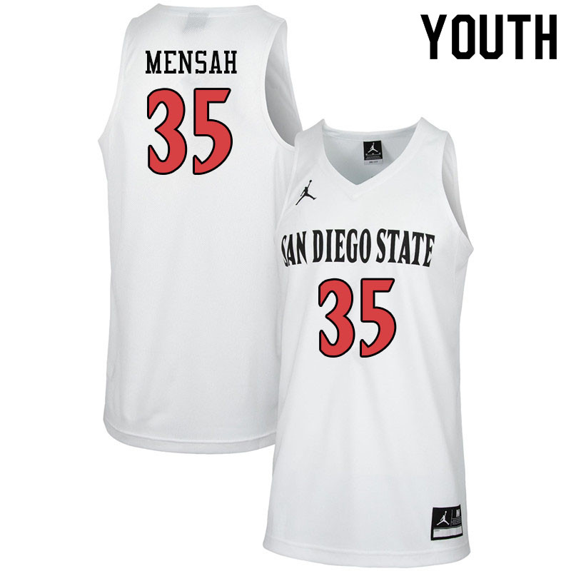 Jordan Brand Youth #35 Joel Mensah San Diego State Aztecs College Basketball Jerseys-White